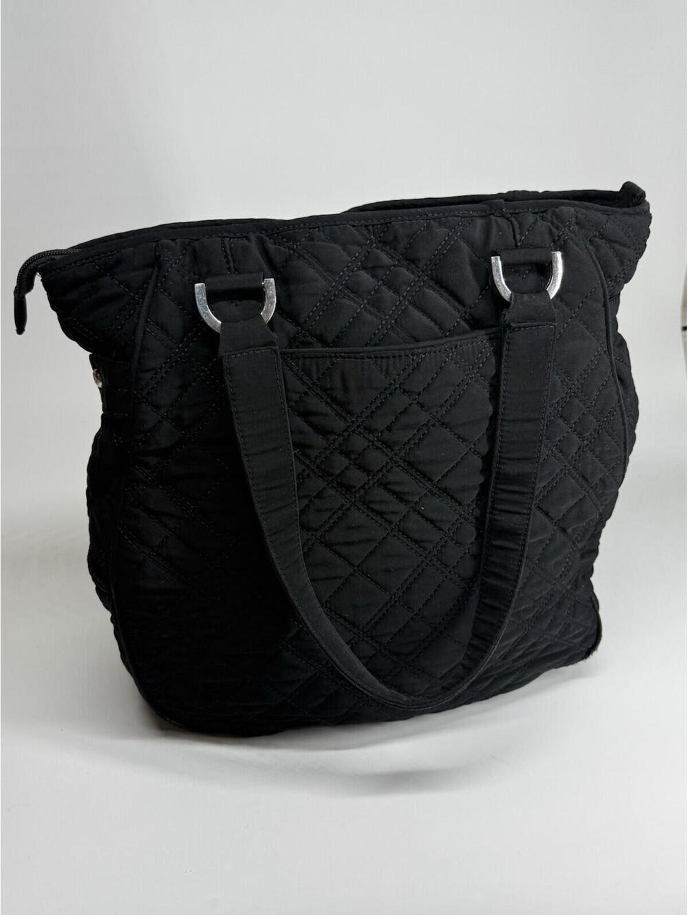 Vera Bradley Black Quilted Tote Bag Zebra Lining Shoulder Purse